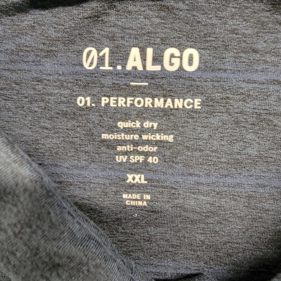 01.Algo Mens Performance Golf Polo Size 2XL Blue Striped Short Sleeve Quick‎ Dry - Picture 2 of 7